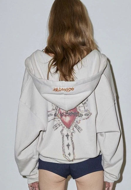 SCULPTOR Beaded Saint Hoodie Zip-Up (aespa ningning wear) SparkleSkin K-Beauty Shop