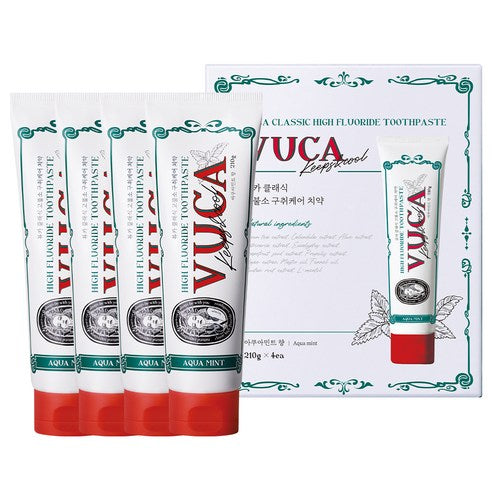 Classic High Fluoride Toothpaste 110g X 4ea #Aquamint, Vuca