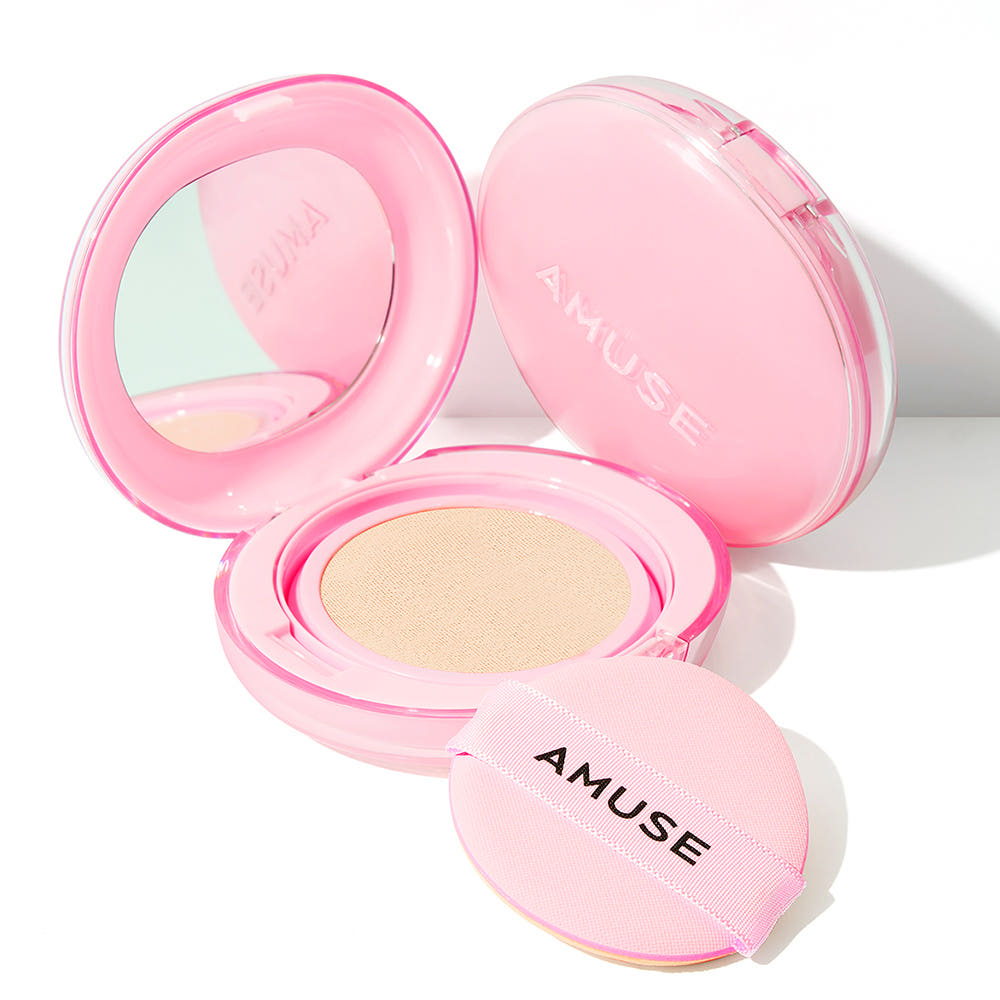 Dew Power Vegan Cushion SPF 50+ PA++++ SET 15g + 15g(Refill) (4 Colors), AMUSE AMUSE Cushion Foundation