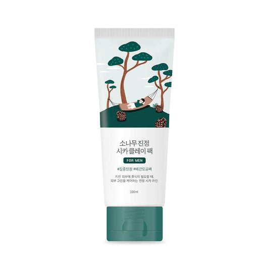 For Men Pine Calming Cica Clay Pack 100ml, Round Lab Round Lab Wash Off Mask