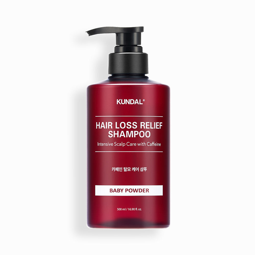 HAIR LOSS RELIEF SHAMPOO Intensive Scalp Care with Caffeine 500ml #BABY POWDER, KUNDAL-1