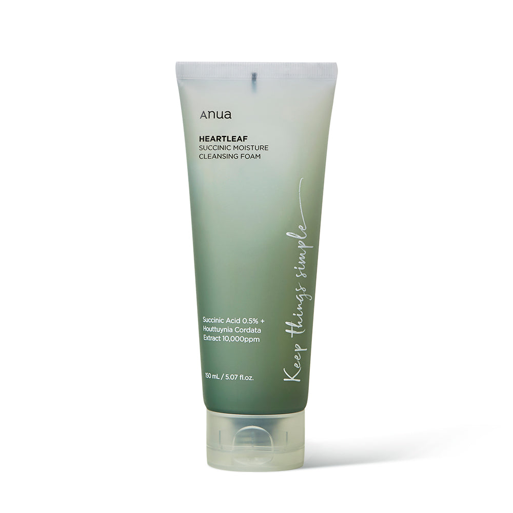 HEARTLEAF SUCCINIC MOISTURE CLEANSING FOAM 150ml, Anua Anua Cleansing Foam