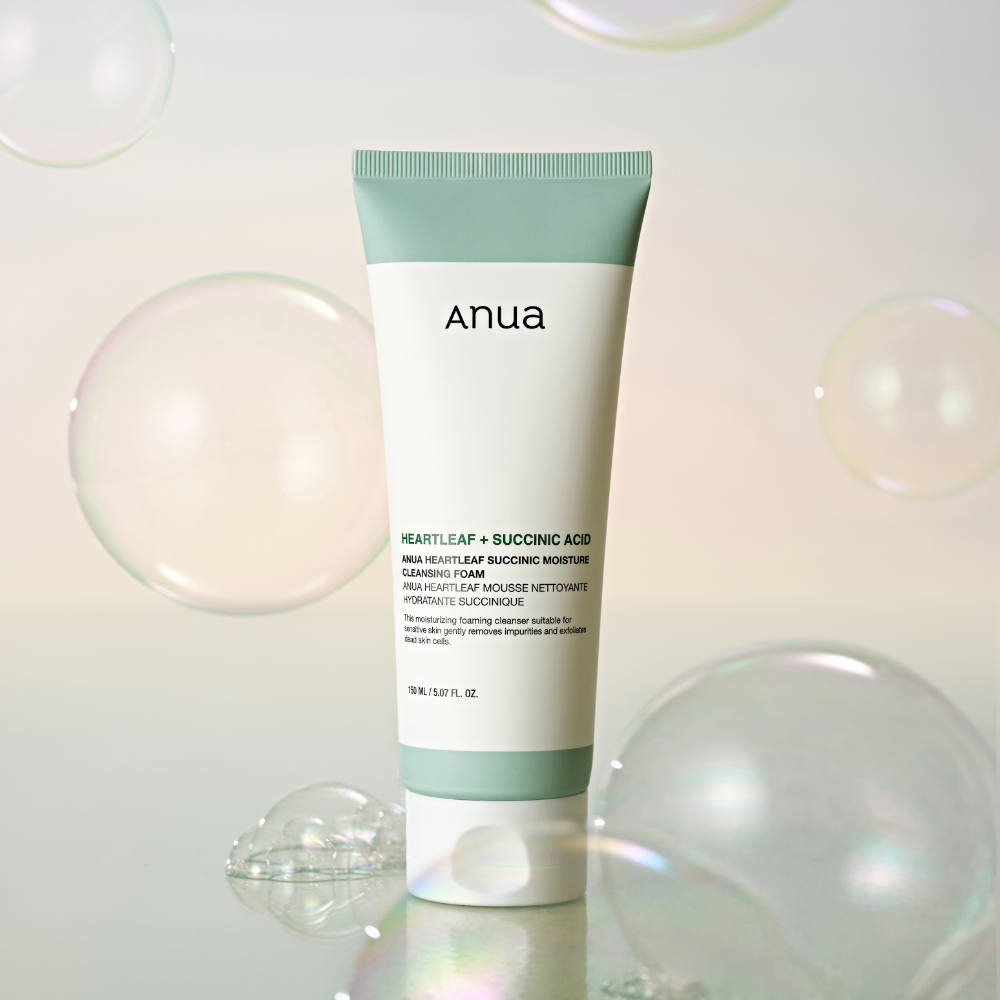 HEARTLEAF SUCCINIC MOISTURE CLEANSING FOAM 150ml, Anua Anua Cleansing Foam