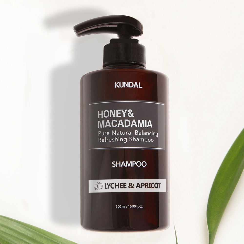 HONEY&MACADAMIA Pure Natural Balancing Refreshing Shampoo 500ml #LYCHEE & APRICOT, KUNDAL-1