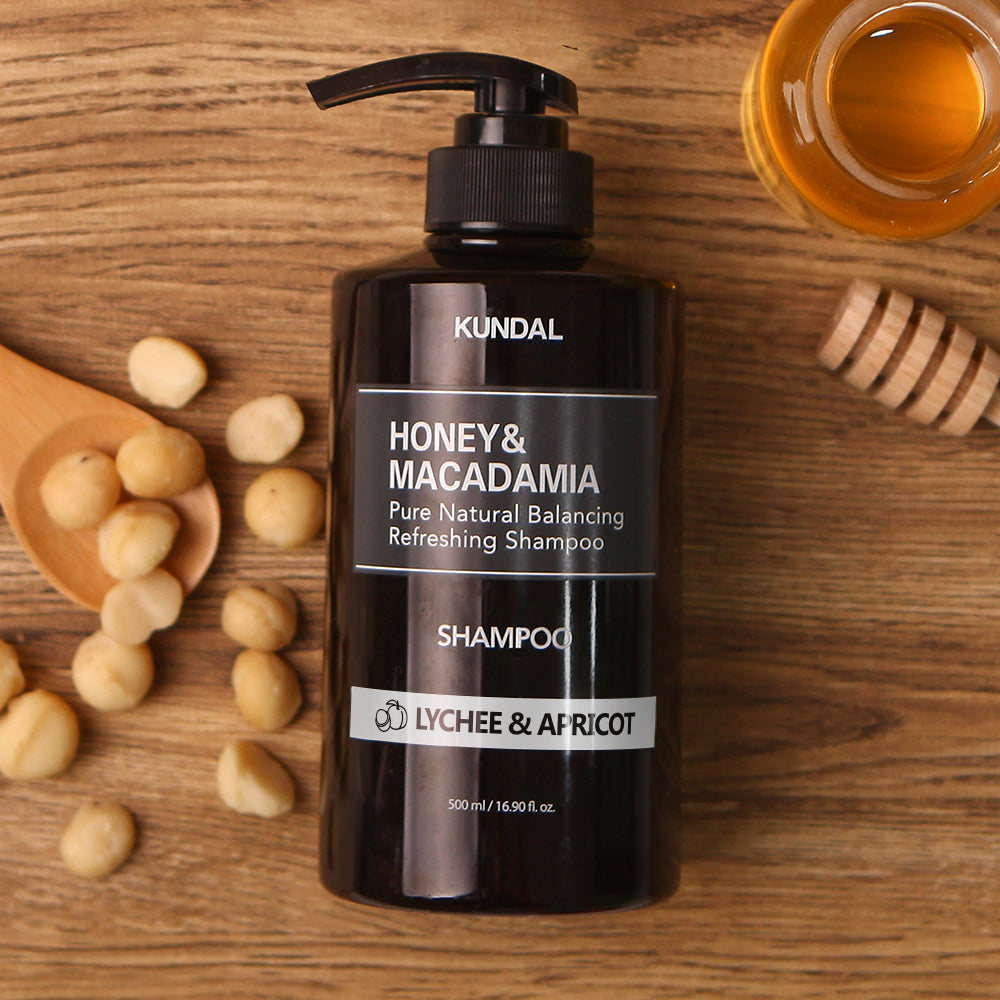 HONEY&MACADAMIA Pure Natural Balancing Refreshing Shampoo 500ml #LYCHEE & APRICOT, KUNDAL-1