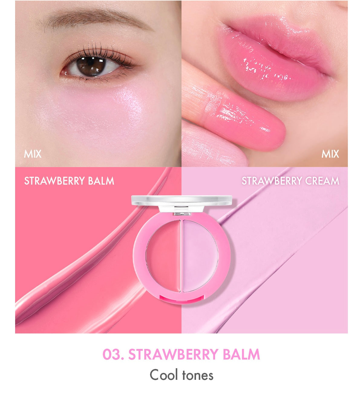 Lip & Cheek Healthy Balm 3g (5 Colors), AMUSE AMUSE Face Blush & Lipstick