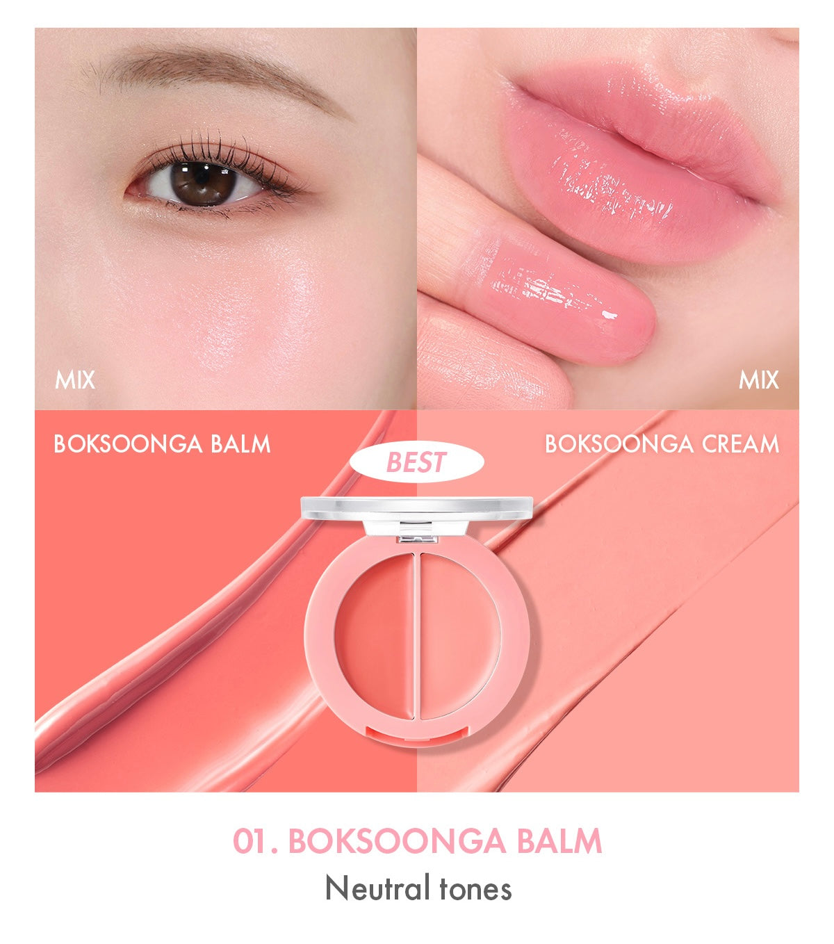 Lip & Cheek Healthy Balm 3g (5 Colors), AMUSE AMUSE Face Blush & Lipstick