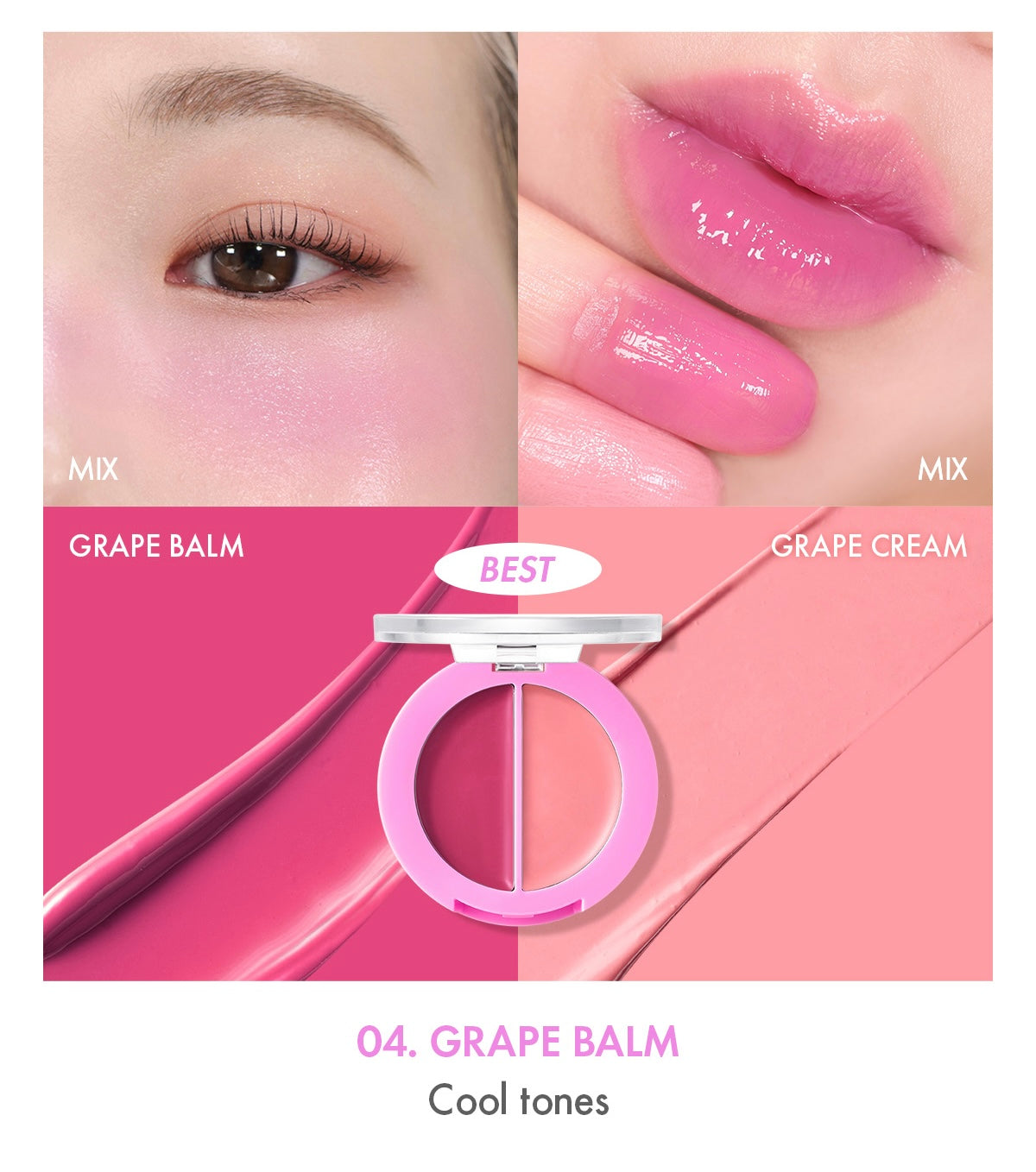 Lip & Cheek Healthy Balm 3g (5 Colors), AMUSE AMUSE Face Blush & Lipstick