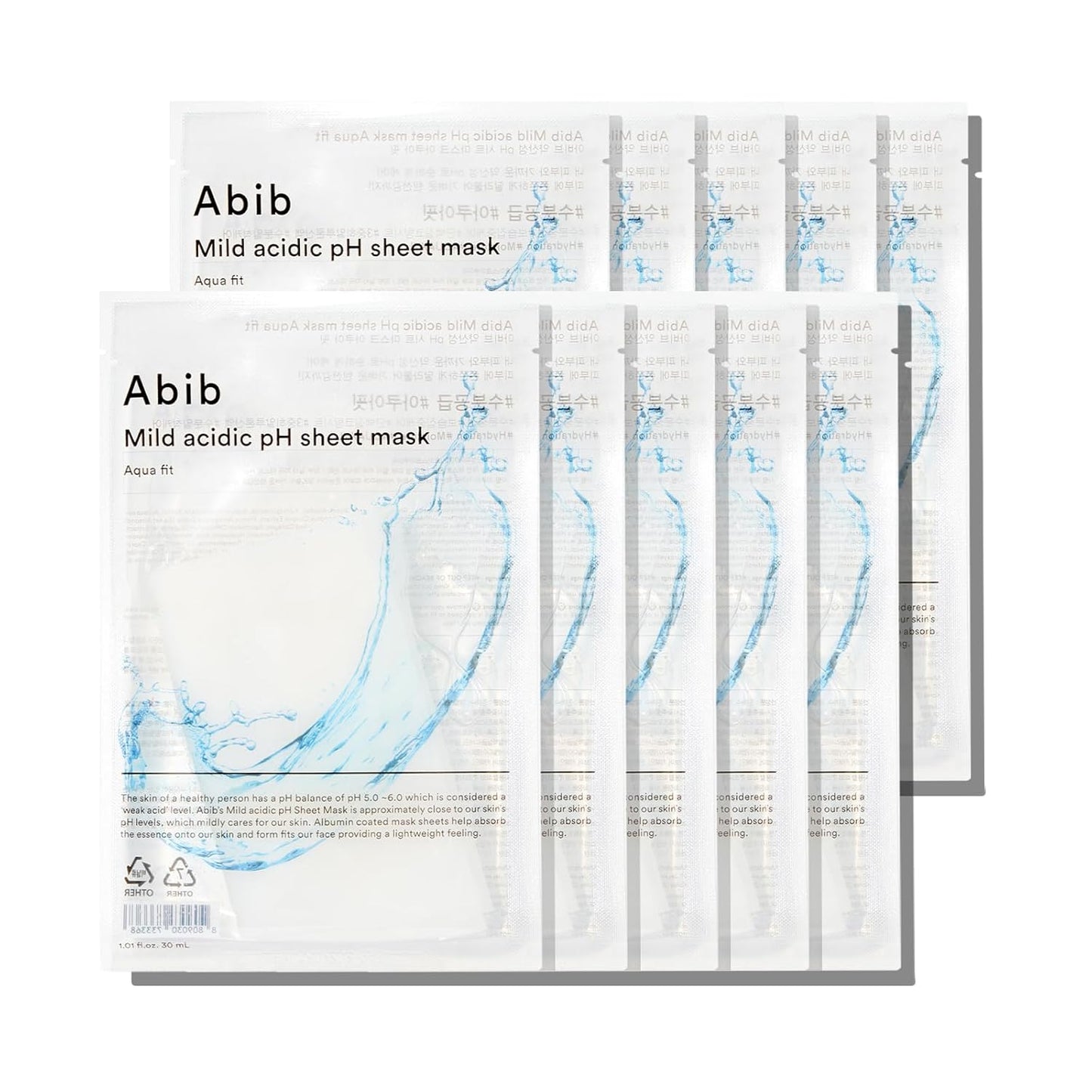 Mild Acidic pH Sheet Mask Aqua Fit 30ml X 10ea, Abib Abib Sheet Mask