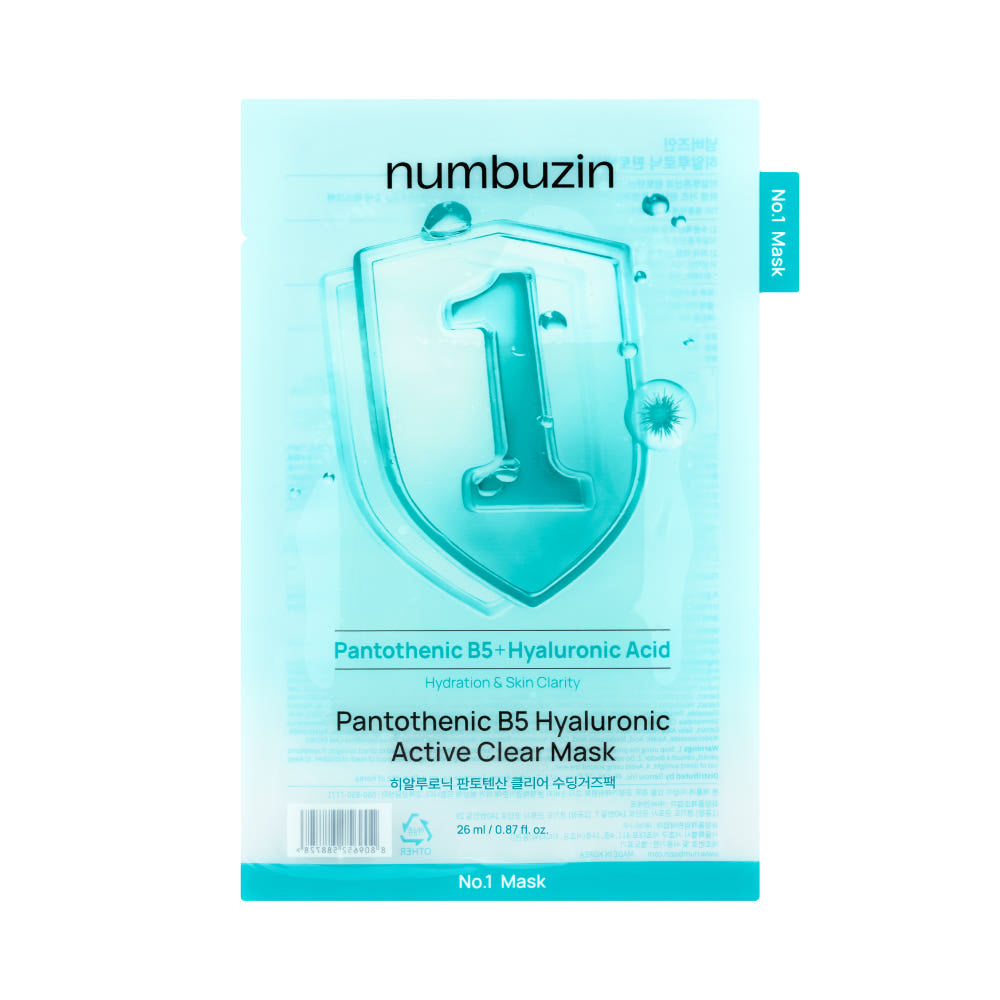 No.1 Pantothenic B5 Hyaluronic Active Clear Mask 26ml X 10ea, numbuzin numbuzin Treatment Mask