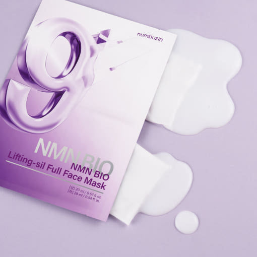 No.9 NMN BIO Lifting-sil Full Face Mask 4ea (Upper Sheet 20ml + Lower Sheet 28ml) (+Fabric Lifting Band), numbuzin numbuzin Jelly Sheet Mask