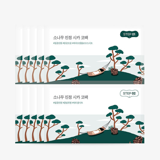 Pine Tree Soothing Cica Biocellulose Nose Pack 2-Step Kit (1Step 4ml x 5ea / 2Step 4ml x 5ea), Round Lab Round Lab Nose patch