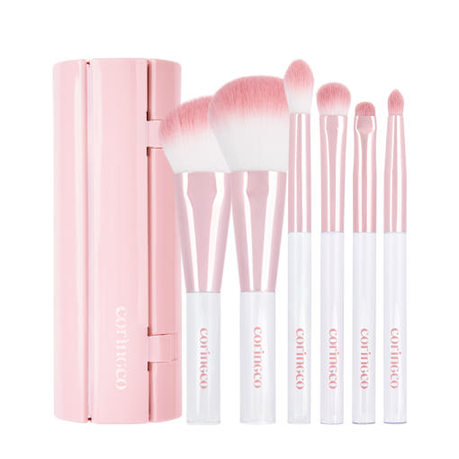 Pink Roll Brush Set 6P, CORINGCO CORINGCO Makeup Brush Sets