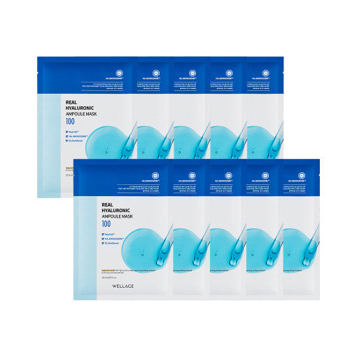 Real Hyaluronic Ampoule Mask Sheet 20ml X 10P, WELLAGE WELLAGE Sheet Mask