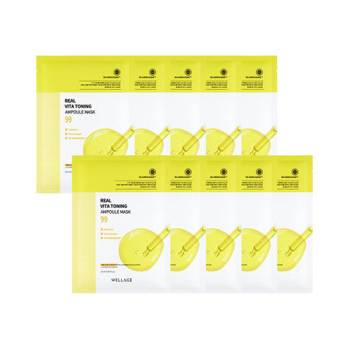 Real Vita Toning Ampoule Mask Sheet 20ml X 10P, WELLAGE WELLAGE Sheet Mask