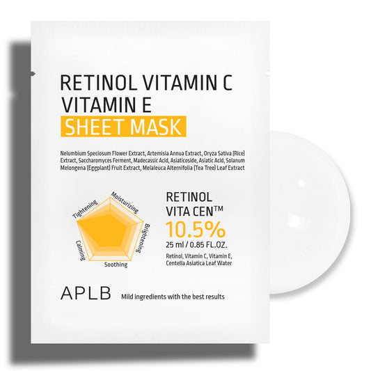 Retinol Vitamin C Vitamin E Sheet Mask 25ml X 10ea, APLB APLB Sheet Mask