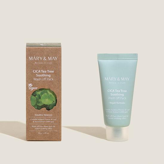 Vegan CICA TeaTree Soothing Wash off Pack 30g, MARY & MAY MARY & MAY Wash Off Mask