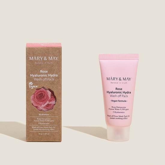Vegan Rose Hyaluronic Hydra Wash off Pack 30g, MARY & MAY MARY & MAY Wash Off Mask