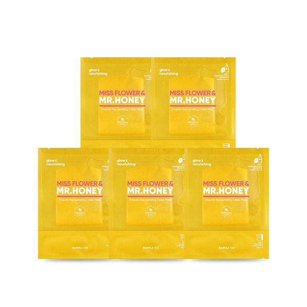 Miss Flower & Mr. Honey Propolis Rejuvenating 2 Step Mask 25ml+2mlX5ea, BANILA CO BANILA CO Sheet Mask