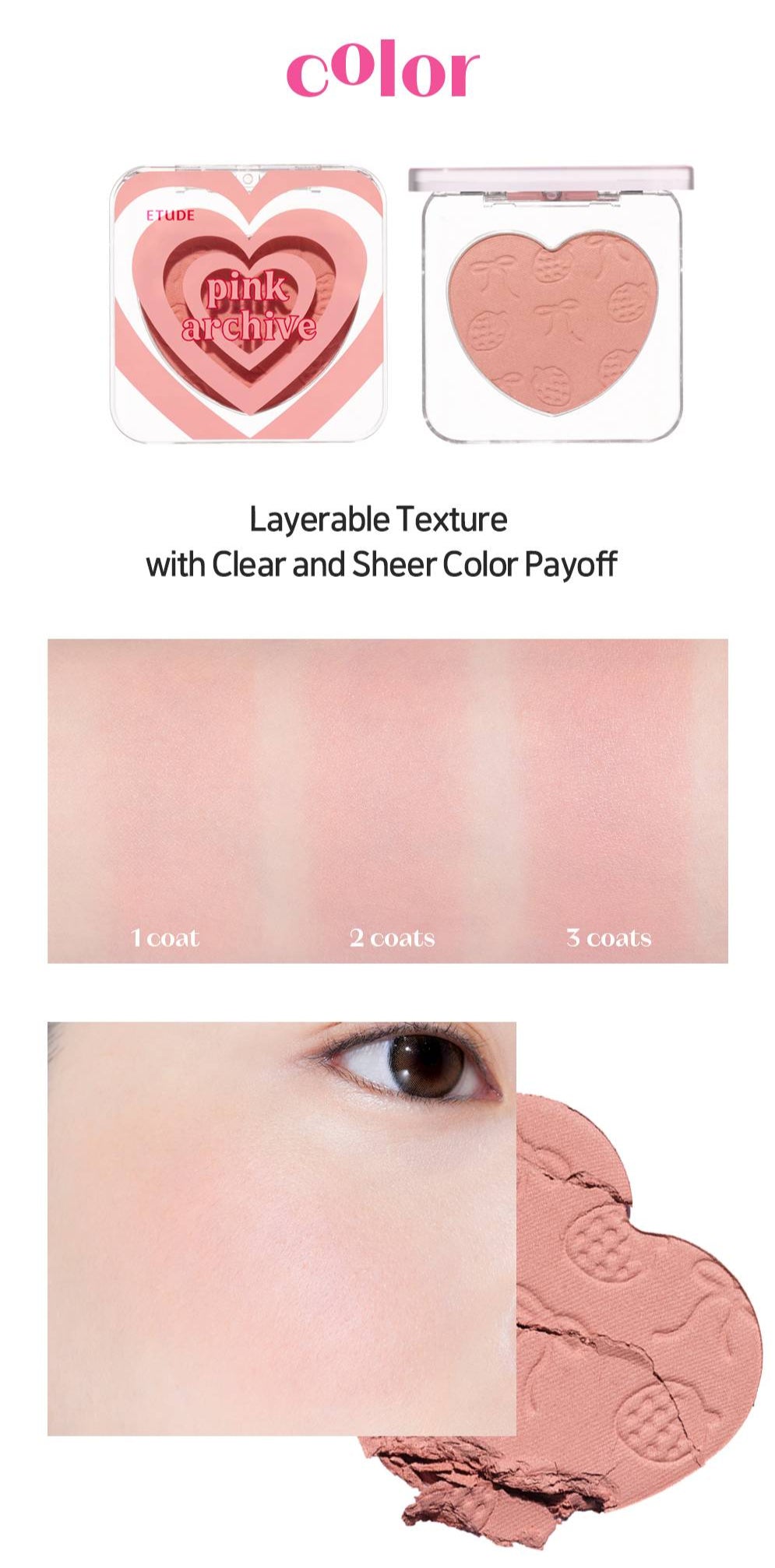 Heart Flutter Blusher 4g #Pinkarchive, ETUDE ETUDE Face Blusher