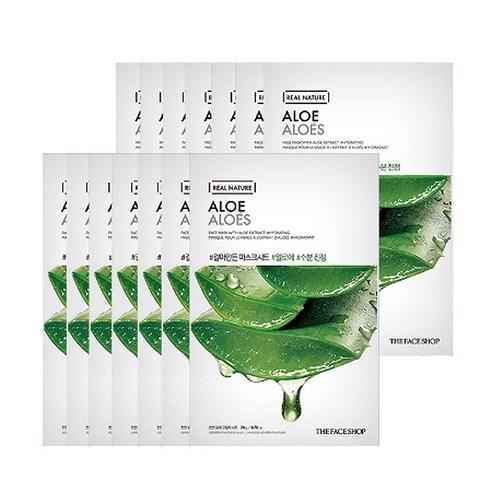 REAL NATURE Face Mask #Aloe (20g X 10ea), THE FACE SHOP
