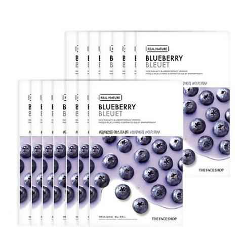 REAL NATURE Face Mask #Blueberry (20g X 10ea), THE FACE SHOP
