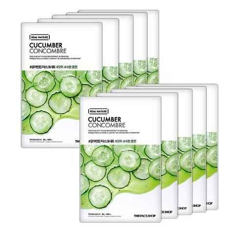 REAL NATURE Face Mask #Cucumber (20g X 10ea),  THE FACE SHOP