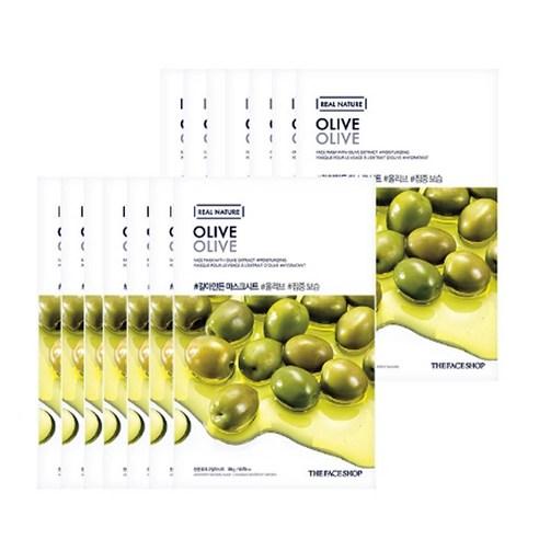 REAL NATURE Face Mask #Olive (20g X 10ea), THE FACE SHOP THE FACE SHOP Facial Mask