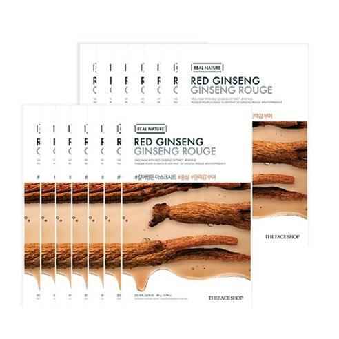 REAL NATURE Face Mask #Red Ginseng (20g X 10ea), THE FACE SHOP