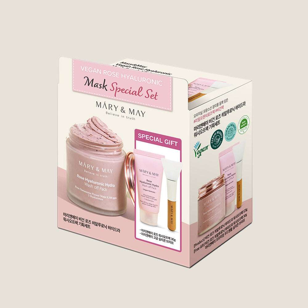 Vegan Rose Hyaluronic Mask Special Set (125g+30g), MARY & MAY MARY & MAY Skincare Set