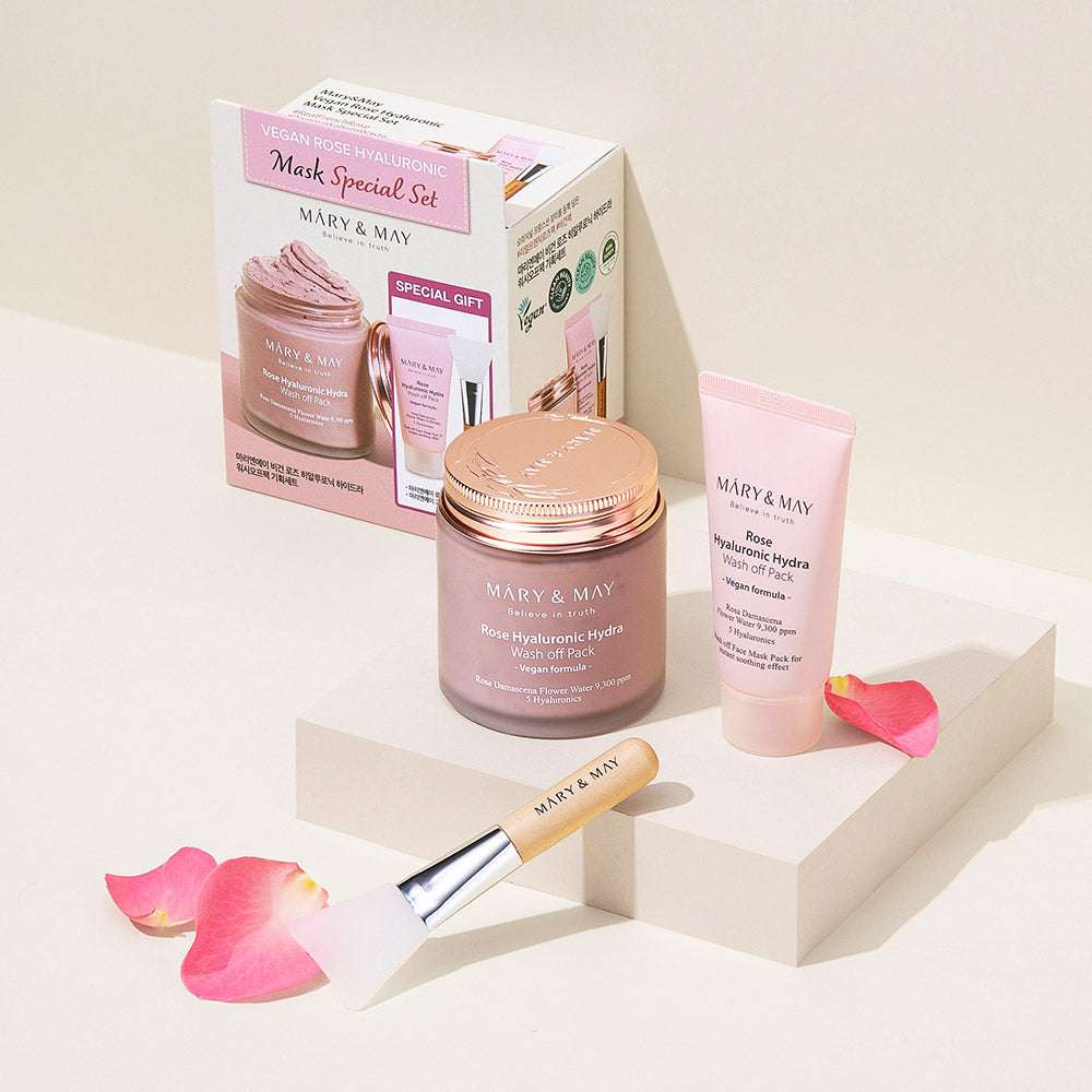 Vegan Rose Hyaluronic Mask Special Set (125g+30g), MARY & MAY MARY & MAY Skincare Set