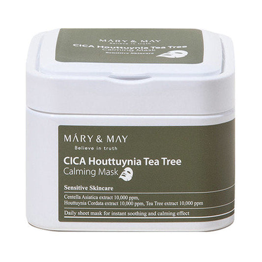 CICA Houttuynia Tea Tree Calming Mask Sheets 30 Sheets, MARY & MAY MARY & MAY Facial Mask