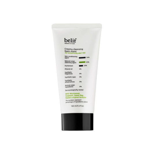 CREAMY CLEANSING FOAM MOIST 160mL, belif