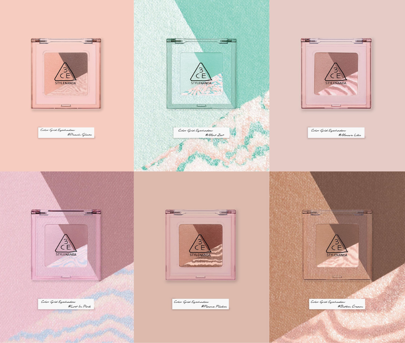 Color Grid Eyeshadow 3.3g (6colors), 3CE 3CE Eyeshadow