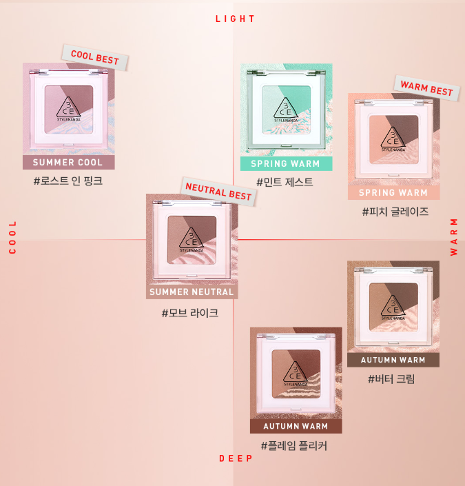 Color Grid Eyeshadow 3.3g (6colors), 3CE 3CE Eyeshadow