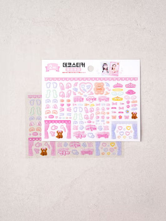 DAISO Polco Deco Sticker Set (2 Sheets – Purikura Style) DAISO Sticker Set