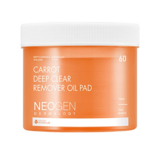 Dermalogy Carrot Deep Clear Remover Oil Pad 60 Sheets, NEOGEN NEOGEN Toner Pad