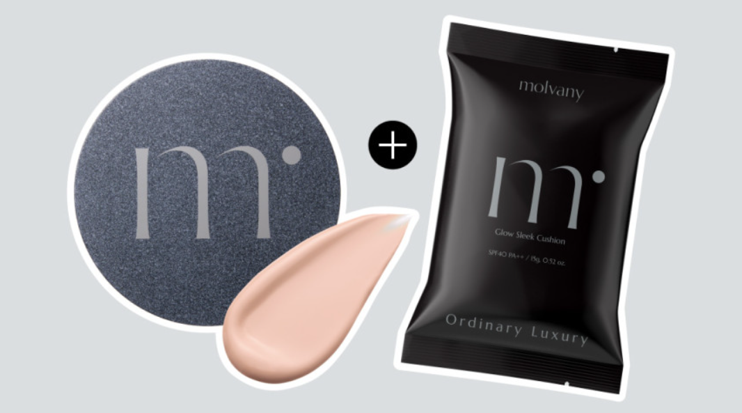 Glow Sleek Cushion SPF50+ PA+++ 15g+15g(Refill) (3colors), molvany