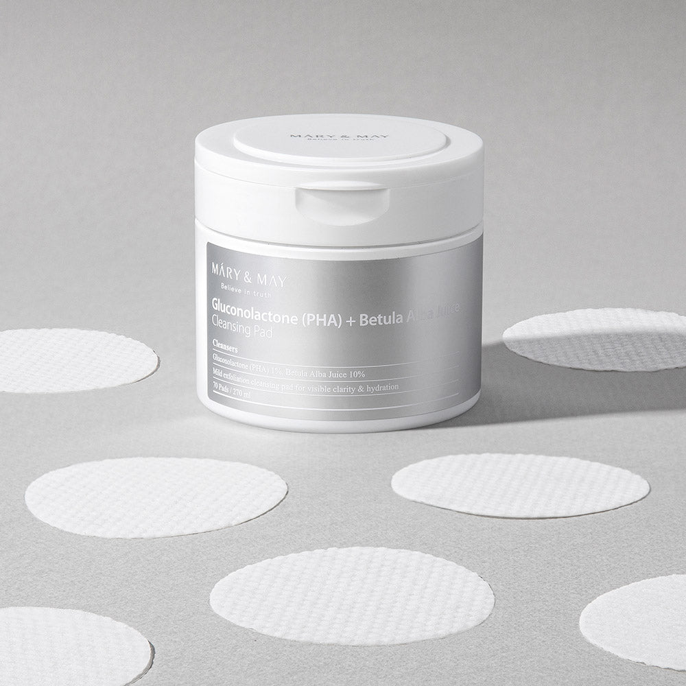 Gluconolactone (PHA)+Betula Alba Juice Cleansing Pad 270ml (70 Pads), MARY & MAY MARY & MAY Toner Pad