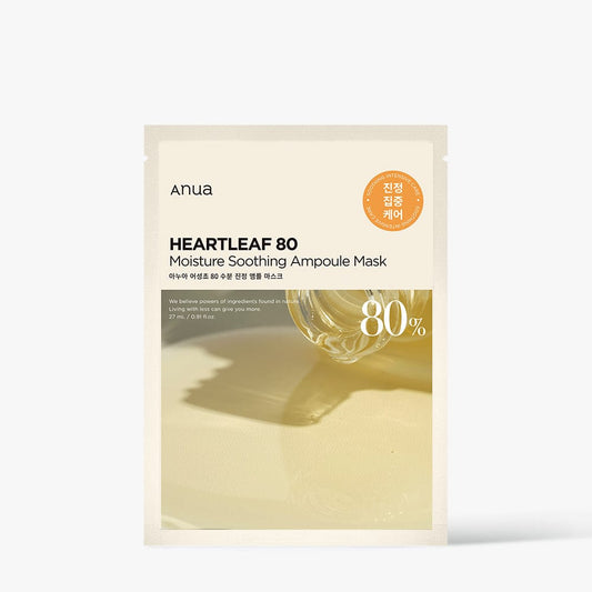 HEARTLEAF 80 MOISTURE SOOTHING AMPOULE MASK 27ml X 10ea, Anua Anua Facial Mask