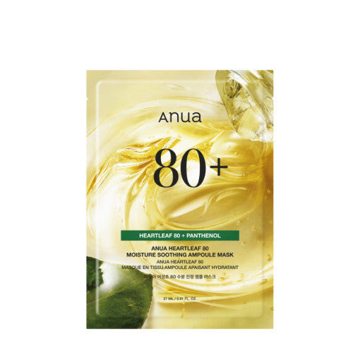 HEARTLEAF 80 MOISTURE SOOTHING AMPOULE MASK 27ml X 10ea, Anua Anua Facial Mask