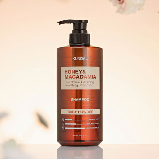 HONEY & MACADAMIA Natural Shampoo (Baby Powder) 500ml, KUNDAL-1