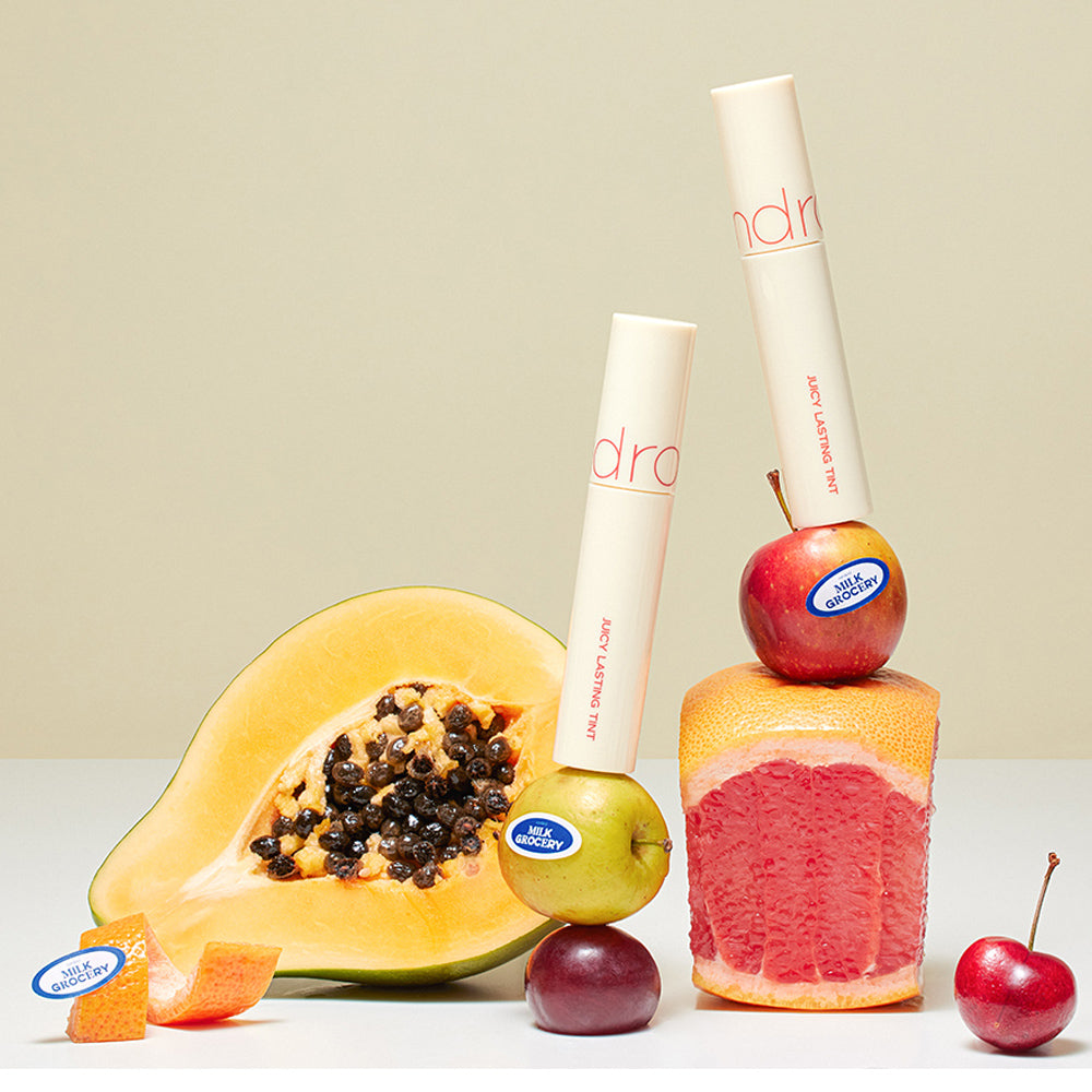 JUICY LASTING TINT Milk Grocery Series 28 BARE FIG 29 PAPAYA JAM, rom&nd rom&nd LIP TINT