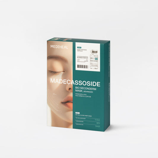 Madecassoside Bio Seconderm Mask Blemish Soothing (Ampoule 4ml + Mask 23ml) X 10ea, MEDIHEAL MEDIHEAL Jelly Sheet Mask