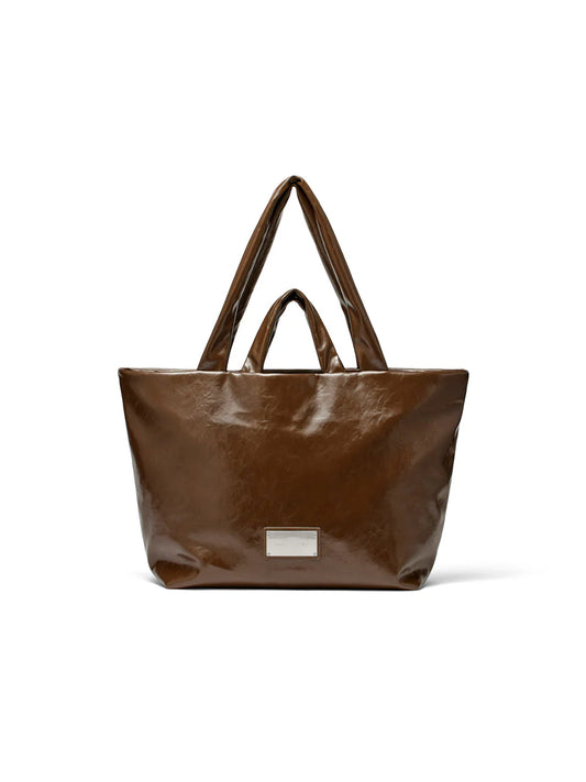 Matin Kim EMBOSSED LOGO LEATHER MAXI BAG