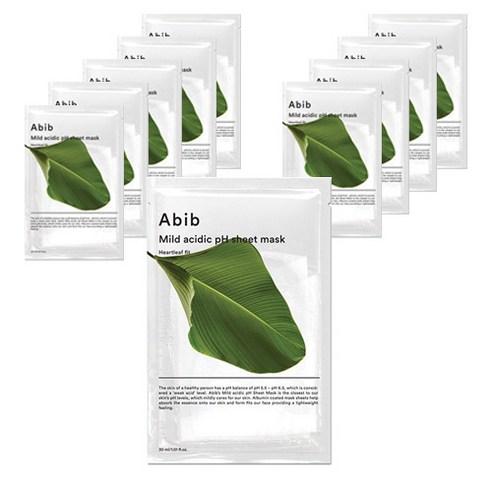 Mild Acidic pH Sheet Mask Heartleaf Fit 30ml X 10pcs, Abib Abib Facial Mask