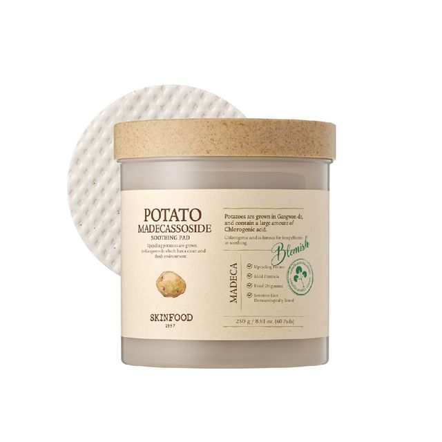 Potato Madecassoside Soothing Pad 250g/60ea, SKINFOOD SKINFOOD Toner Pad