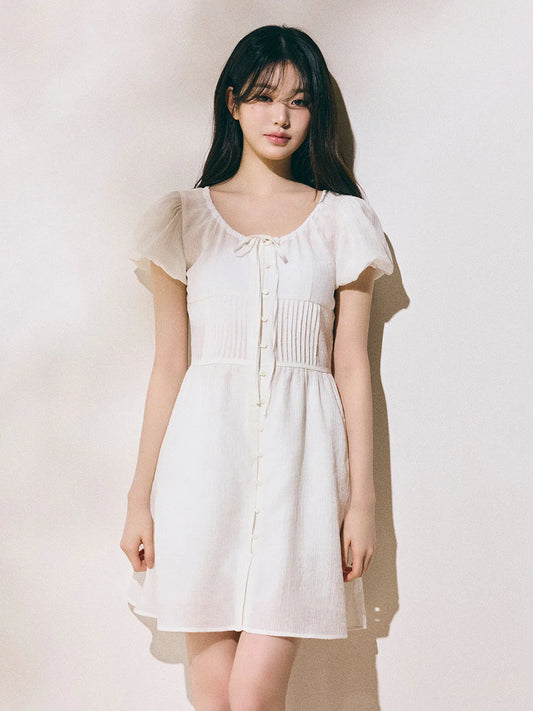 RIBBON LACE MINI ONEPIECE WHITE (Jang Wonyoung WAER), rolarola rolarola Dress