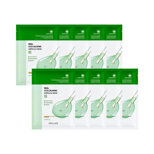 Real Cica Calming Ampoule Mask Sheet 20ml X 10P, WELLAGE WELLAGE Sheet Mask