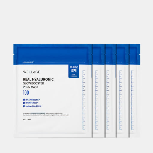Real Hyaluronic Glow Booster PDRN Mask 38ml X 5ea, WELLAGE WELLAGE Sheet Mask